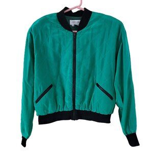 Sunny Leigh Women’s Vintage 90's Teal/Emerald Green Quilted Bomber Jacket Sz M